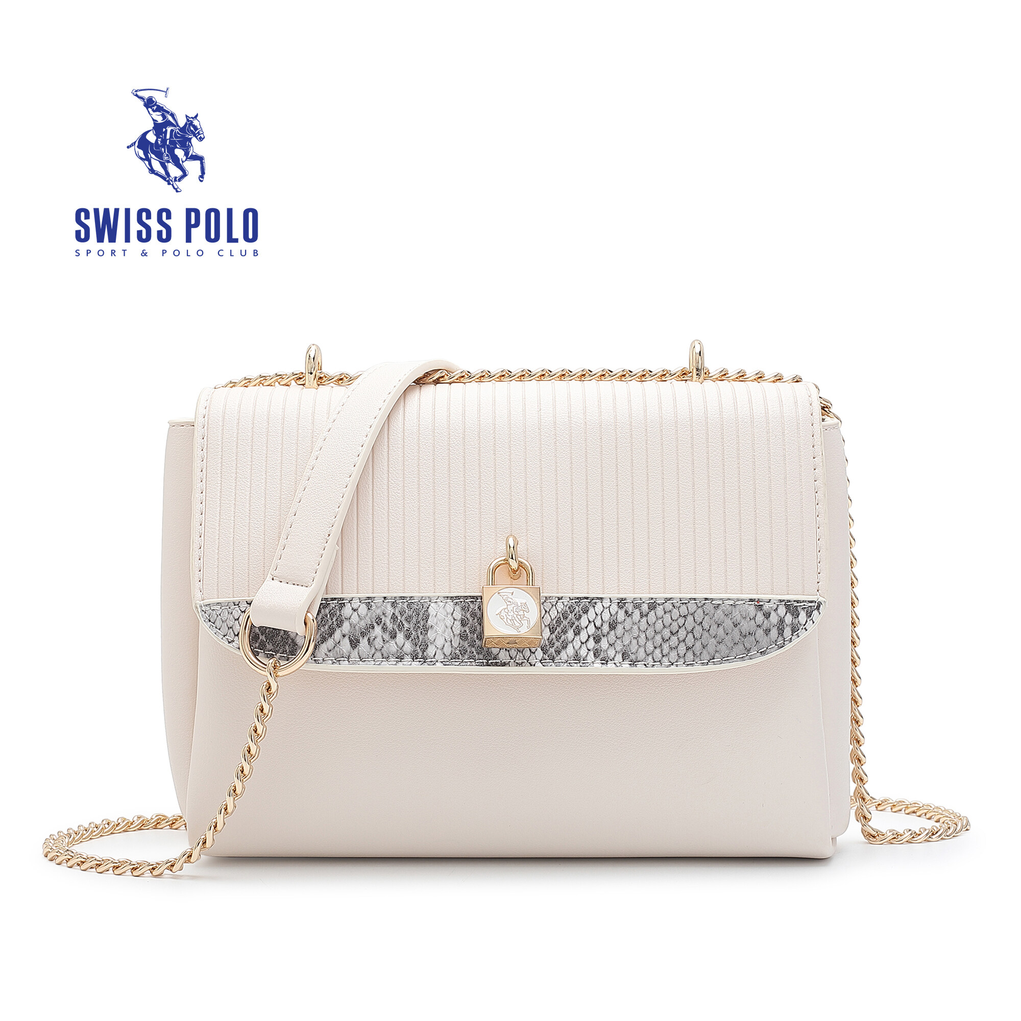 SWISS POLO Ladies Chain Sling Bag HHF 3174-2 OFF WHITE