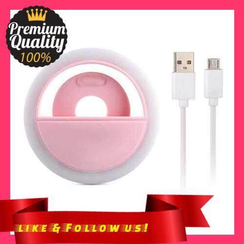 People\'s Choice Selfie Ring Light USB Rechargeable Portable Clip-on Selfie Fill Light LED Lamp 3 Levels Lighting for Smart Phone Photography Camera Video Girl Makes up (Pink)