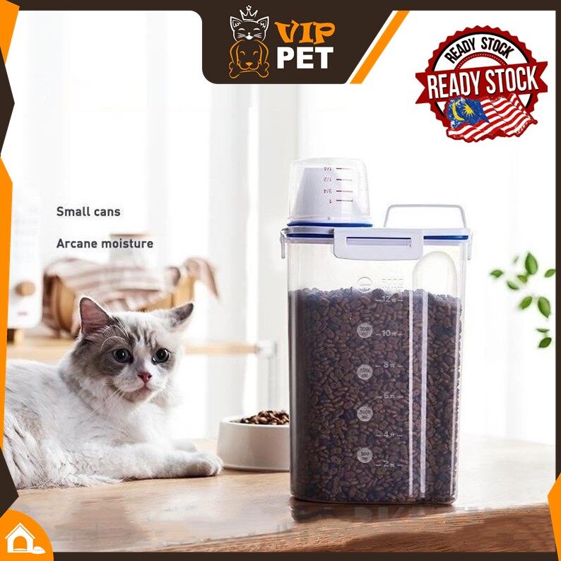 【Ready Stock】Premium 4Clips Pet Food 2L Storage Bucket Pet Food Container Organizer Box Rice Dry Food Storage Box Tank
