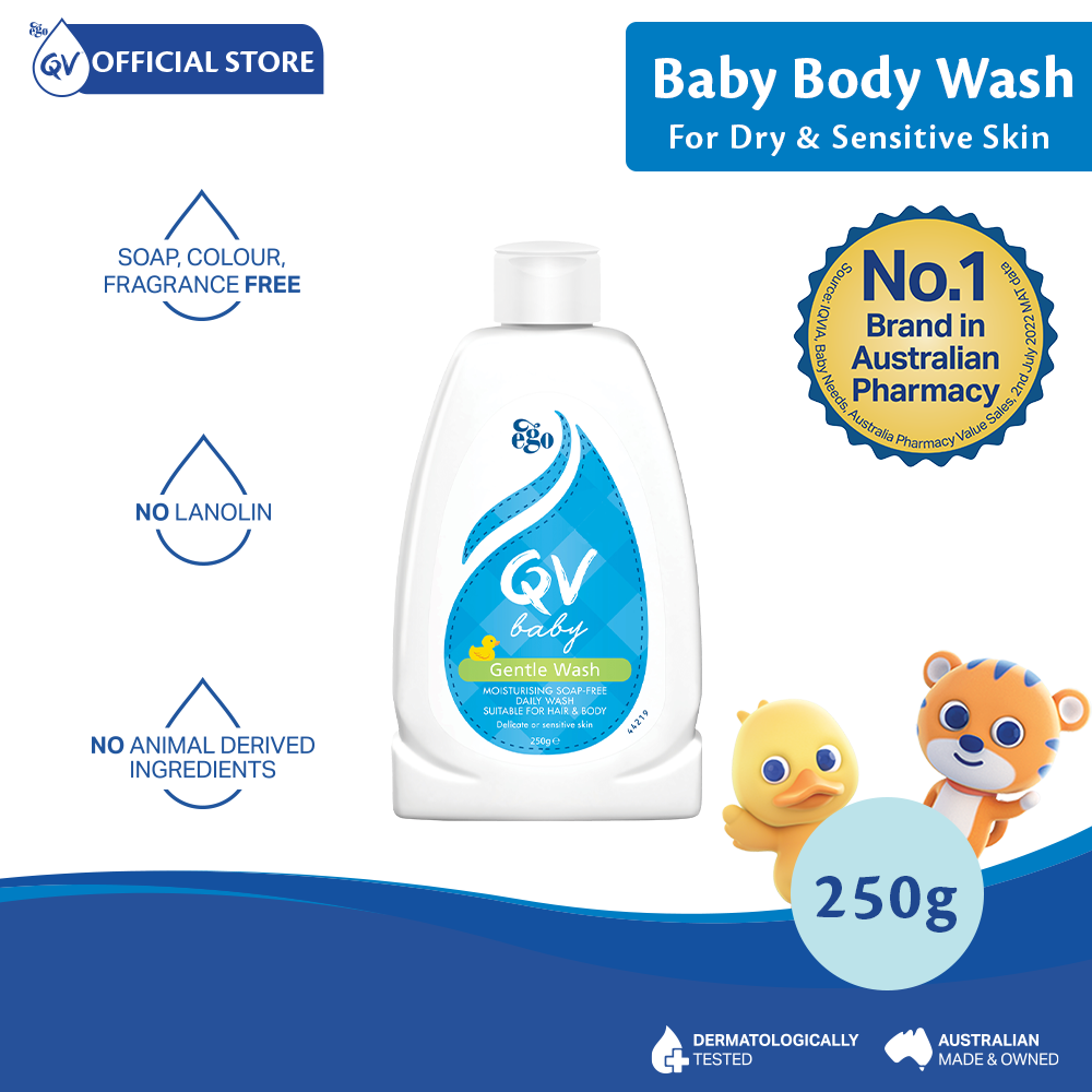 QV Baby Gentle Wash 250g Soap-free for Hair and Body Hydrating and Soothing Suitable for Babys Delicate Skin