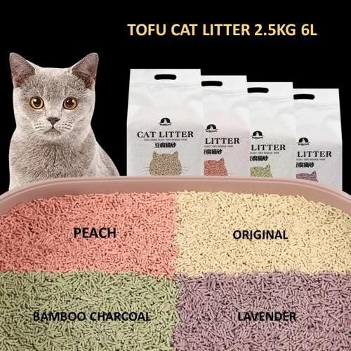 Tofu Cat Litter Original Aroma Flushable 6L Pasir Kucing Tauhu Mudah