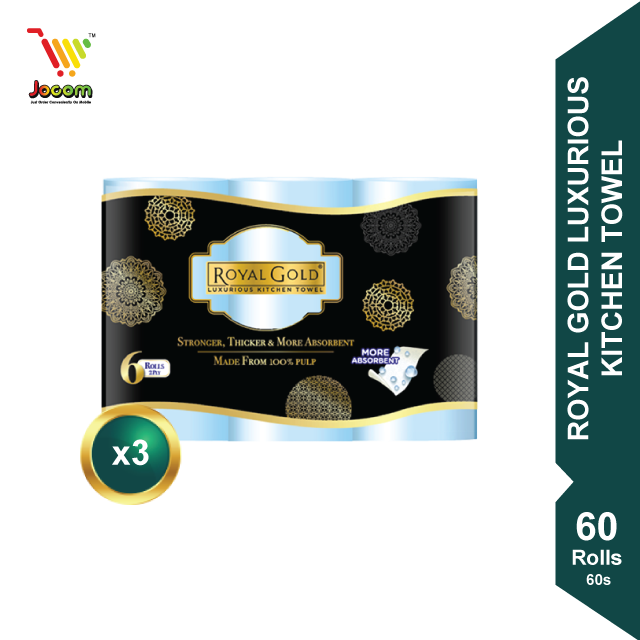 Royal Gold Luxurious Kitchen Towel (6 Rolls x 55s) [KL & Selangor Delivery Only]