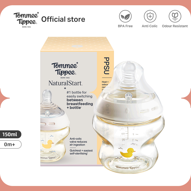 Tommee Tippee Natural Start PPSU Decorated Bottle 150ml/260ml1Pc/Pack Soft Teat BPA Free Anti-Colic Valve