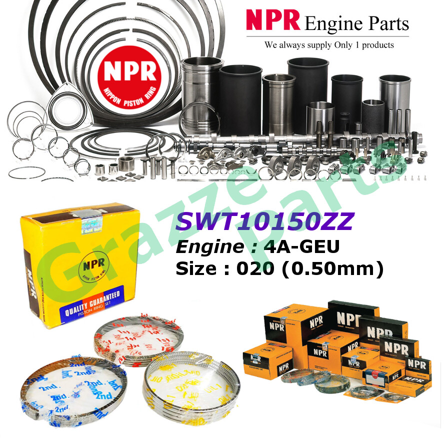 NPR Piston Ring Set 020 (0.50mm) SWT10150ZZ for Toyota Corolla Levin 1.6 20V 4A-GEU (81.0mm)