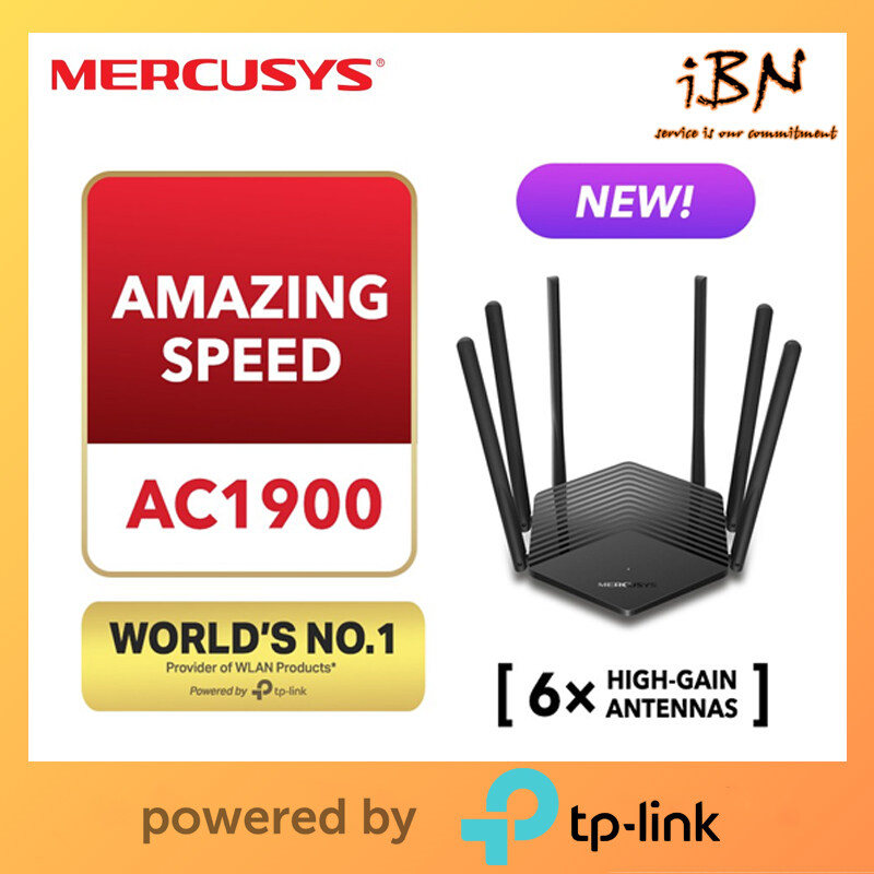 Mercusys AC1900 Wireless 6 High-gain Antennas Dual Band 2.4 GHz+5 GHz Gigabit Router MR50G Powerd by TP Link