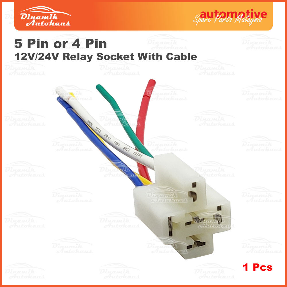 5 Pin Relay Socket (Soket) With Wire Cable For 12V / 24V Universal