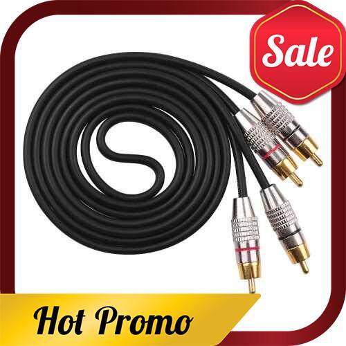 Audio Video Connecting Wires 2RCA to 2RCA Stereo Audio Cable Shielded RCA Cords 24K Gold-Plated Compatible with Speaker Amplifier Karaoke DVD Home Theater Black 1.5m (Black)