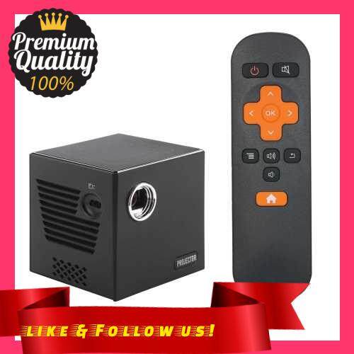 People's Choice C80 Mini DLP Projector 4K Home Theater Portable Pocket Projector Touch Control Android 7.1.2 2.4G/5G Dual-band WiFi BT4.0 Wired Wireless Mirroring Built-in 3400mAh Battery with Remote Control (Black)