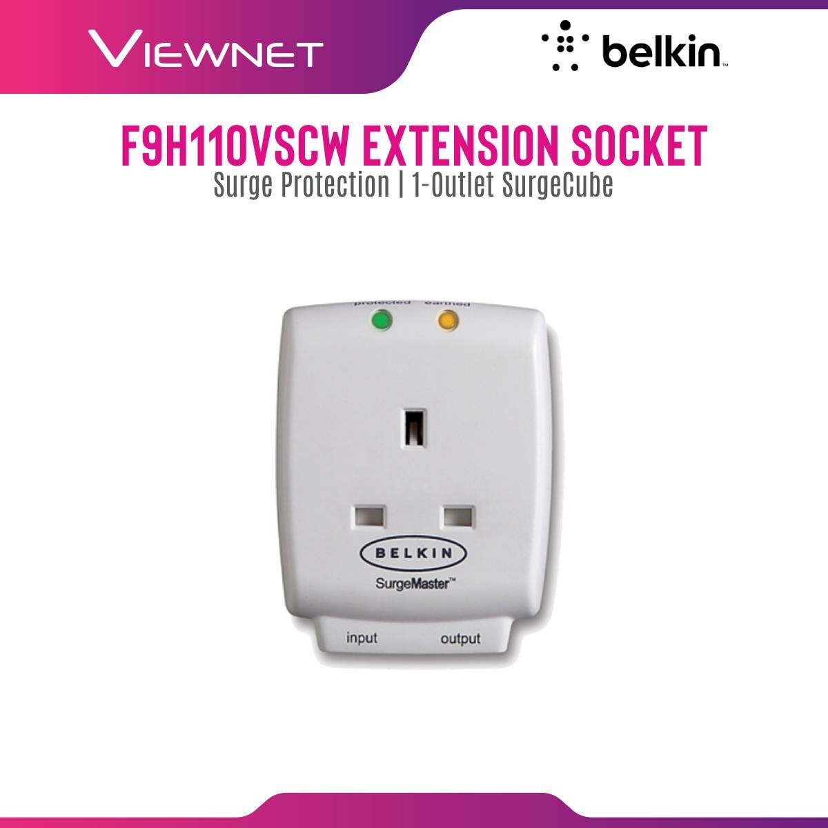 Belkin Home Series 1-Outlet SurgeCube Surge Protector Master Cube Power Strip Lightning Protection Extension Socket (F9H110VSACW) Belkin Home Series 1-Outlet SurgeCube Surge Protector Master Cube Power Strip Lightning Protection Extension Socket (F9H110VSACW)