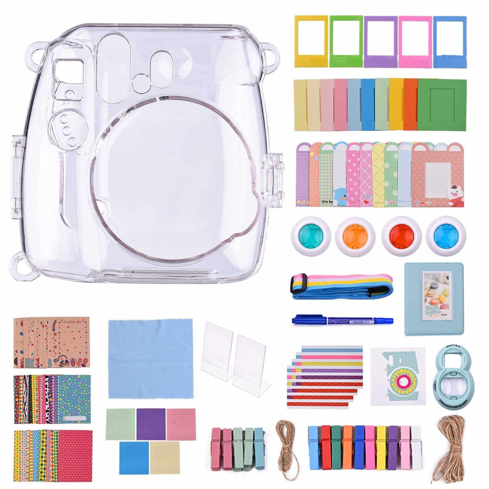 18-in-1 Instant Camera Accessories Kit Replacement for Fujifilm Instax Mini 8/9 Instant Film Camera with Case/ Album/ Selfie Mirror/ Stickers/ Frames/ Lens Filter/ Lanyard and More (Standard)