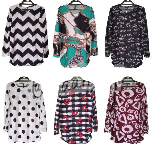 BAGGY BLOUSE PRINTED, BAGGY KNITTED COTTON