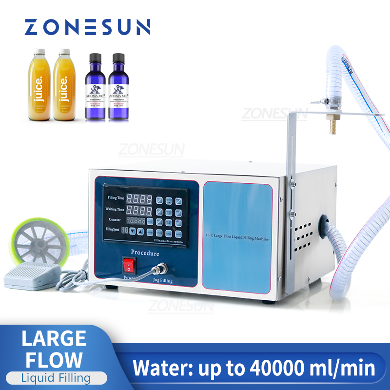 ZONESUN ZS-GFK17C 40L/min Big Flow Liquid Filling Machine Semi-Automatic Edible Oil Bottle Filler ราคา 31,362 บาท*ส่งฟรี