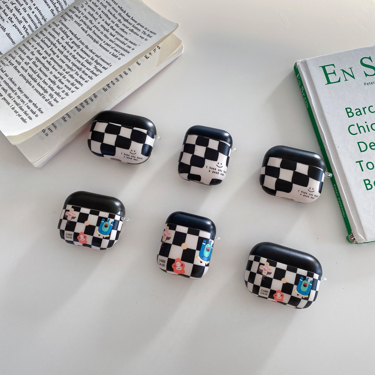 [Orange home earphone cover] AirPods 3 Case For AirPods 1 2 Pro Charging Wireless Bluetooth Earphone Soft Tpu Cover Cartoon Cute Checkerboard Monster