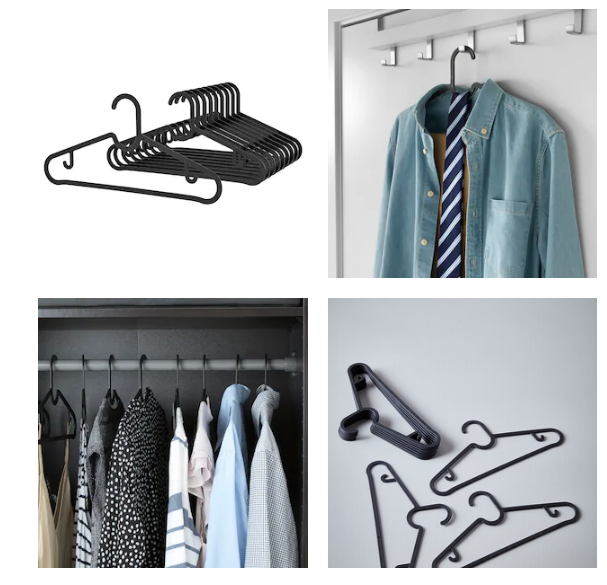 SPRUTTIG Hanger , Black , Penyangkut , Cloth Hanger / 10pcs / Trouser hanger /skirt hanger and shirt hanger