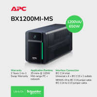 [🎁FREE GIFT] APC BX1200MI-MS Back-UPS 1200VA 230V AVR Universal Sockets - Black
