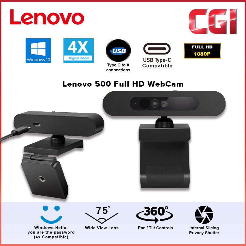 Lenovo 500 FHD 1080p Webcam (Supports Windows Hello) - GXC0X89769