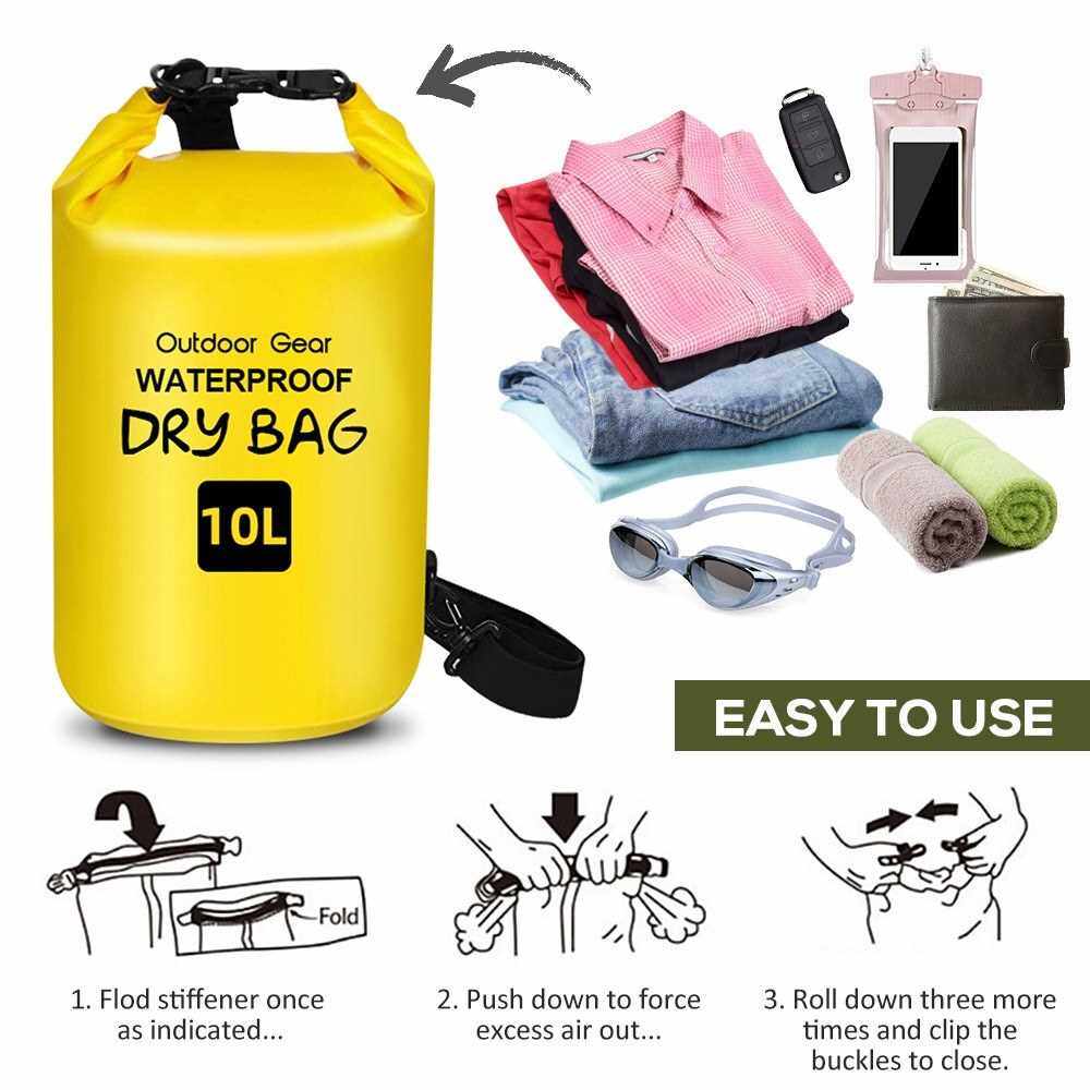 Waterproof Dry Bag and Phone Case Roll Up Dry Sack & Phone Holder Large Capacity Bucket Bag For Camping Drifting Swimming (Dark Blue)