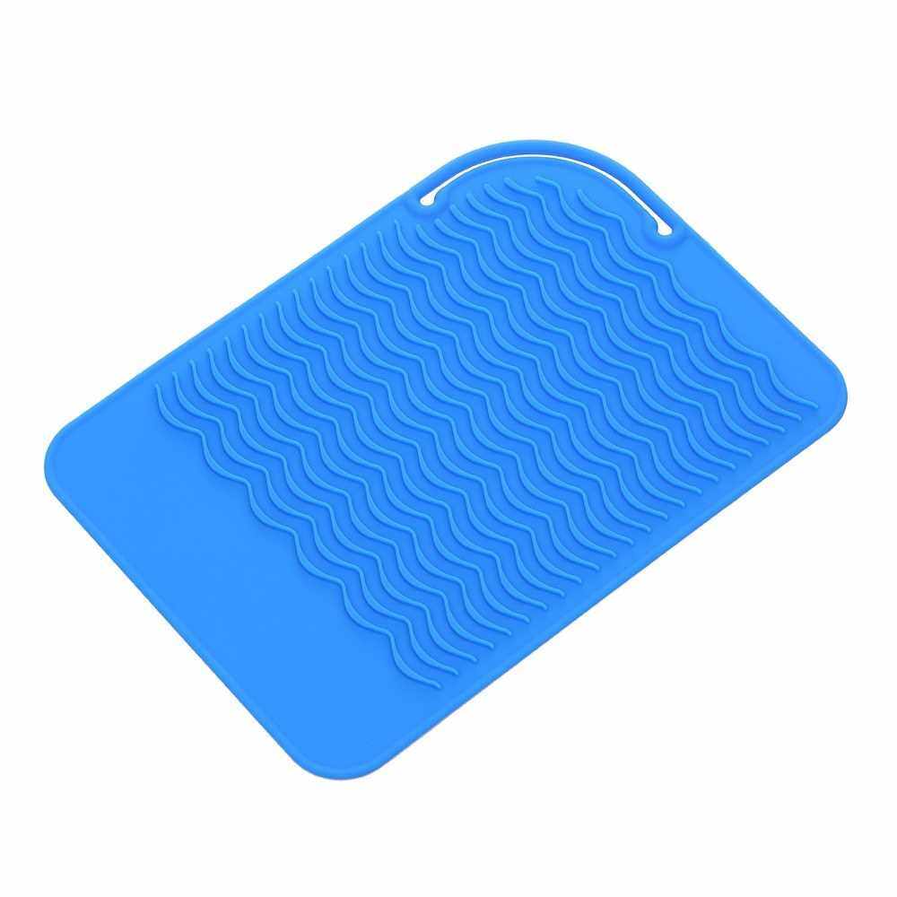Silicone Insulation Pads Protective Hair Styling Tools for Hair Straightener Perm Rods Holder Heat-resistant (Blue)