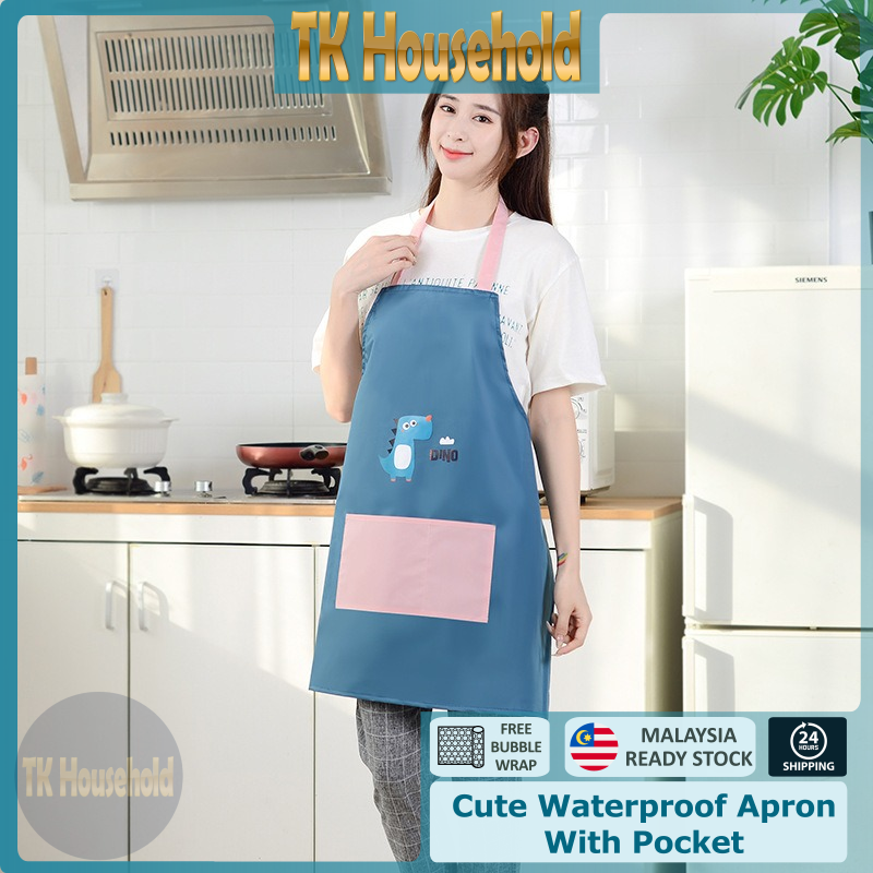 Waterproof Oilproof Kitchen Cooking Apron Oxford Cloth with Pocket [TK Household]