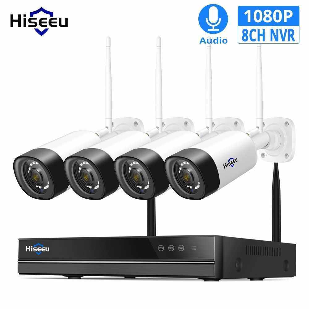 8 Channel 2MP Wireless WiFi Security Camera System NVR Kit with 4pcs Outdoor Waterproof IP Cameras Plug and Play Remote View Motion Detection Night Vision(Hard Drive not Included) (Type 2)