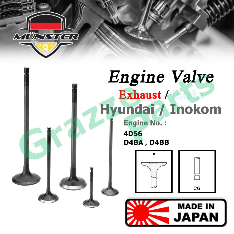 (4pc) Münster Engine Valve Exhaust (36.0mm) 22212-42220 for Hyundai H100 Inokom Lorimas AU26 2.5 4D5
