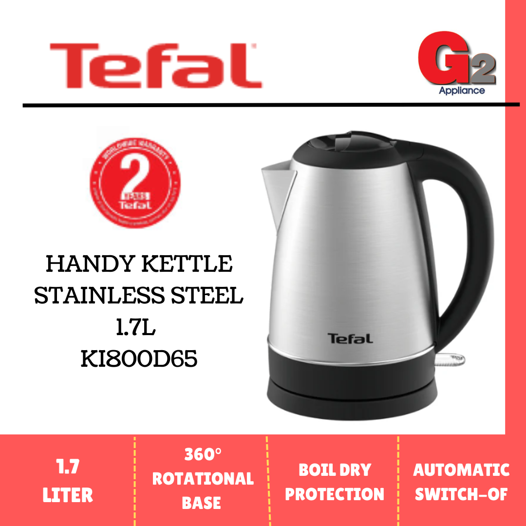 TEFAL (READY STOCK) HANDY KETTLE STAINLESS STEEL 1.7L KI800D65 - TEFAL WARRANTY MALAYSIA