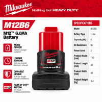 MILWAUKEE M12™ BATTERY 2.0 2.5 3.0 4.0 5.0 6.0 Powertools Battery