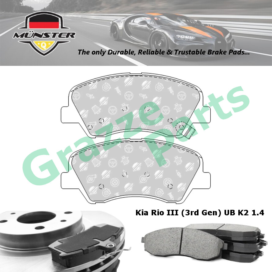 Münster Disc Brake Pad Front for Kia Rio III (3rd Gen) UB K2 1.4 CVVT 2011-2017 G4FA Rio IV YB 1.4 C