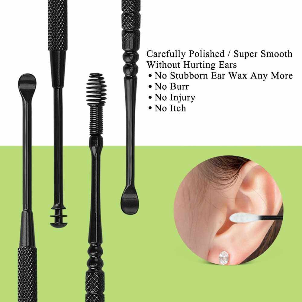 Stainless Steel Digging Ear Spoon Set Portable Spiral Rotating Dig
