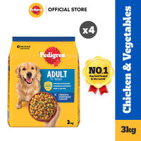 PEDIGREE Dry Dog Food Adult Dog - Beef & Vegetables / Chicken & Vegetables / Lamb & Vegetables 3kg (4 Packs)
