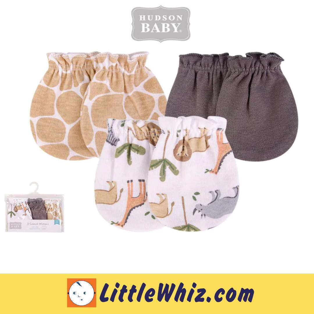 Hudson Baby Scratch Mittens (3 pairs) | Sarung Tangan Baby