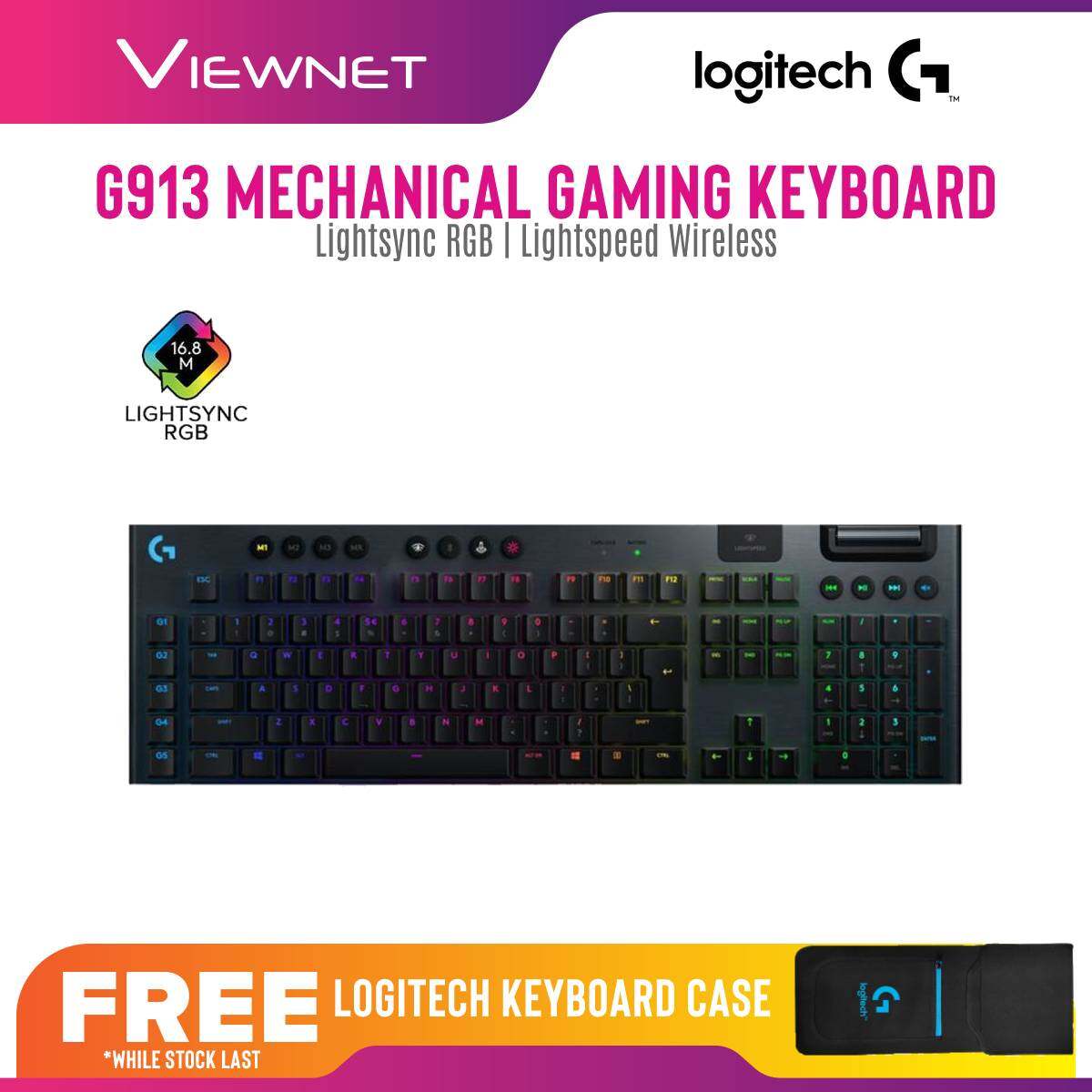 Logitech G913 Wireless RGB Mechanical Gaming Keyboard (Tactile / Linear / Clicky) Lightspeed Wireless, Lightsync RGB