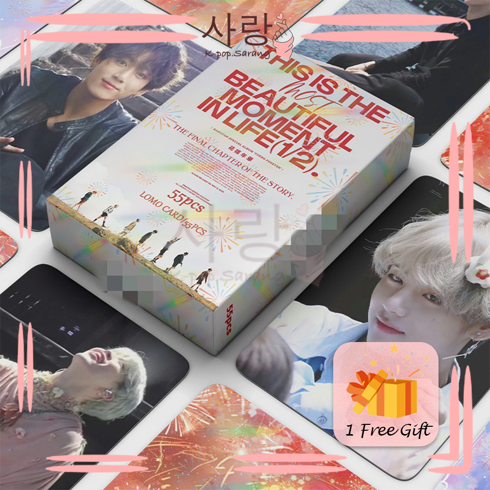 55cs BTS《WORLD TOUR - YOUNG FOREVER》White LOMO Card Set with FREE GIFT Collection Kpop Jungkook RM Suga Jimin J-Hope V Jin Photocard Kad Foto