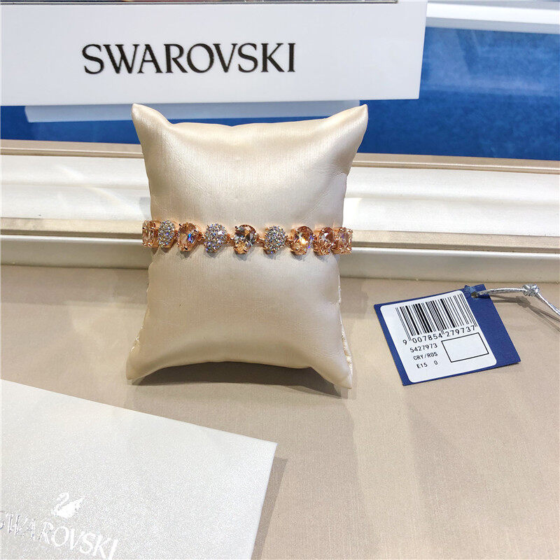 Swarovski แท้จริง ของขวัญวันเกิดหญิงแท้สำหรับแฟนเครื่องประดับสร้อยข้อมือโทนสีชมพูสวยงามน่าทึ่ง