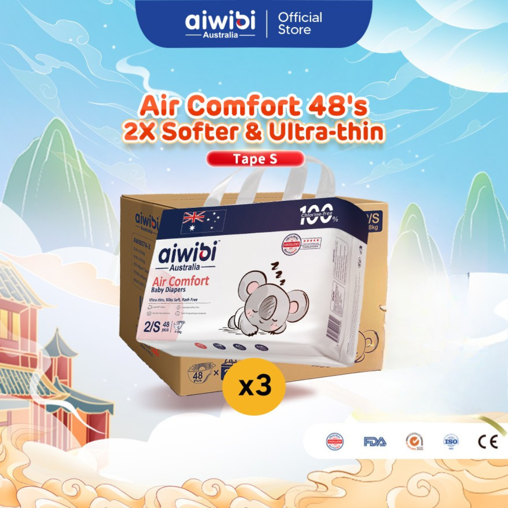 [Bundle of 3] Aiwibi Baby Diapers Air Comfort (Tape)(Lampin Bayi Aiwibi 3 pek)