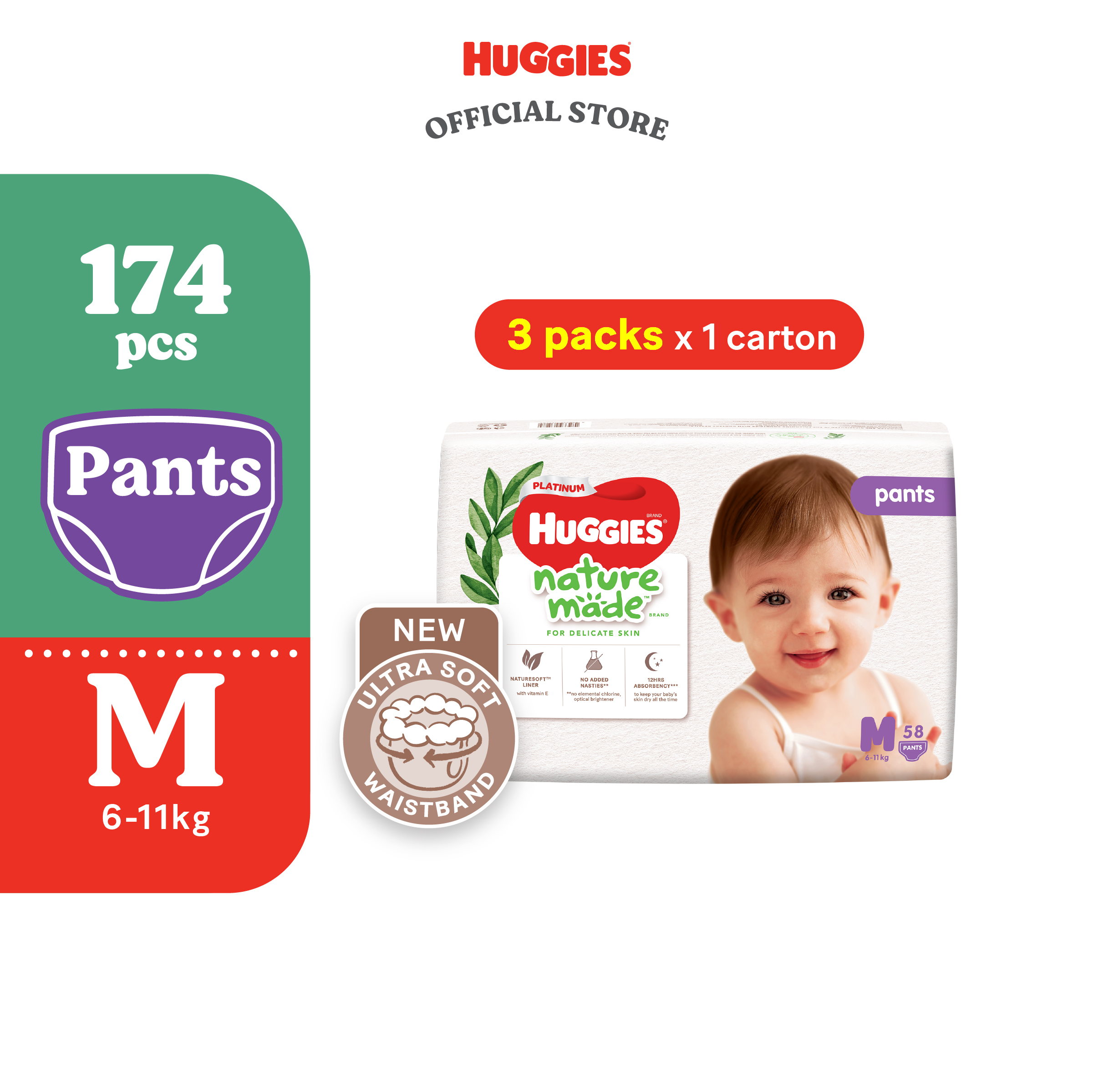 [PREORDER l SHIP BY 07.08] Huggies Naturemade Pants M58/L44/XL38 (3 Packs) l XXL26 (4 Packs)