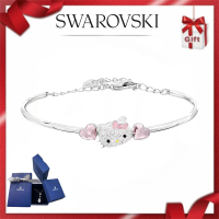 🔥Swarovski🔥 S925 sterling silver series Womens Fashion {new style} Bracelet Rhinestone Kitty cat counter new Heiio kt cat pink peach heart crystal love bracelet Birthday Gift Valentines Day Gift