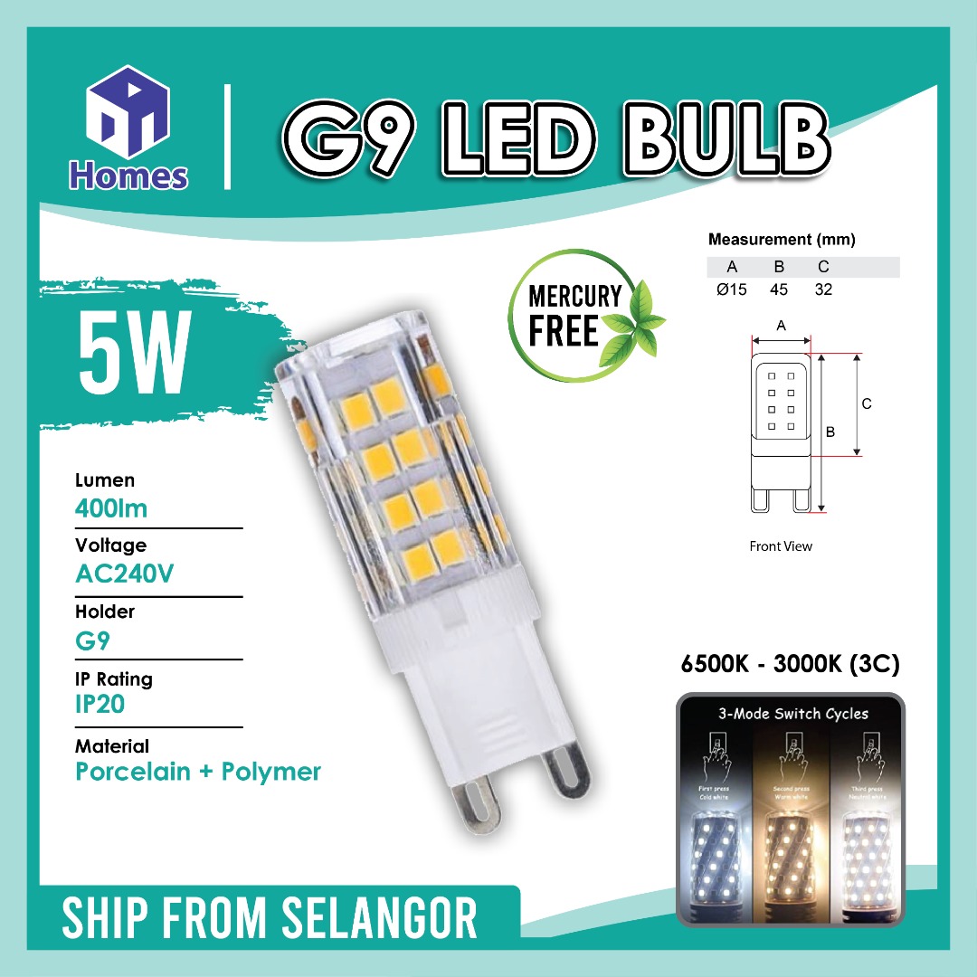LED Bulb LED G9 5W SMD 52LED 2835 LED Cylinder Bulb / LED Rocket Bulb 240v WarmWhite / 3 Modes Colour / Color