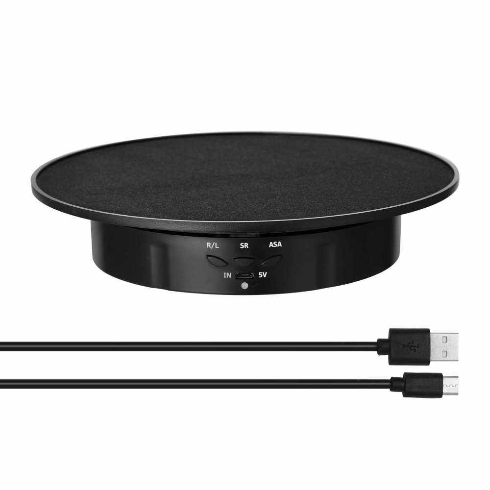 360 Degree Electric Rotating Turntable Display Stand for Video Photography Props Speed Adjustable Display Turntable (Black)