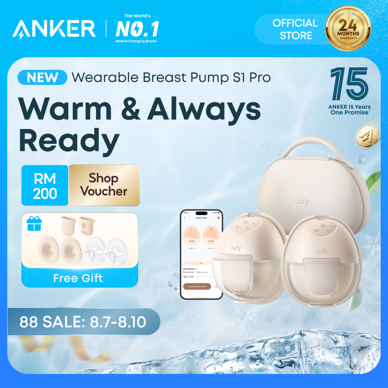 【Free Gift】eufy Wearable Breast Pump S1 Pro - Electric Hands-Free Breast Pump with Heating Technology for Comfortable and Efficient Breastfeeding T8D04