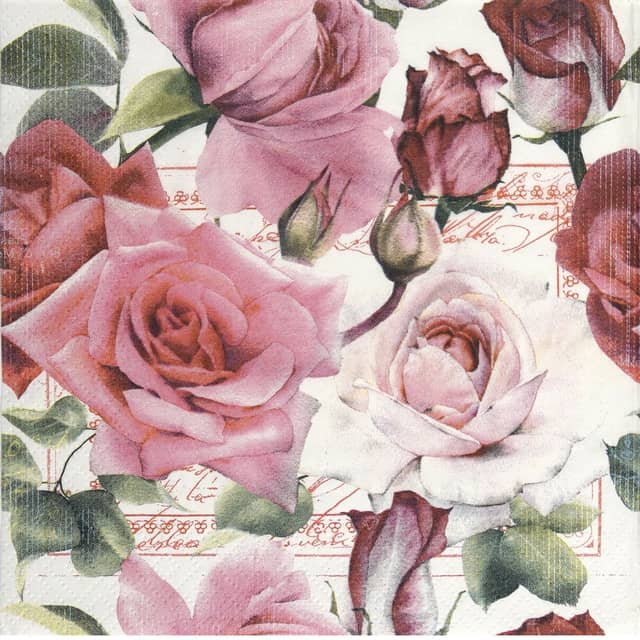 Rose Design2 - Europe Decoupage NAPKIN /TISSUE use for Art & Craft & Banquet Event (Local Ready Stock)