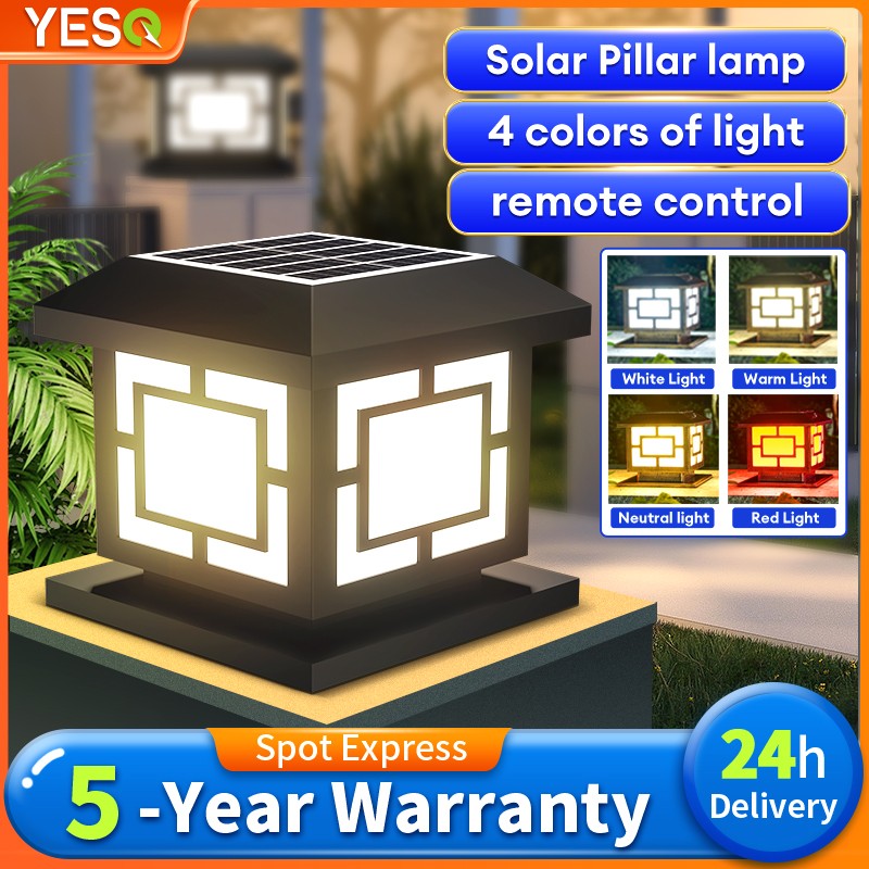 Outdoor Gate Light Solar Outdoor Pillar Lights IP67 Waterproof Solar Column Head Lamp Fence Post Garden Lights christmas decoration items