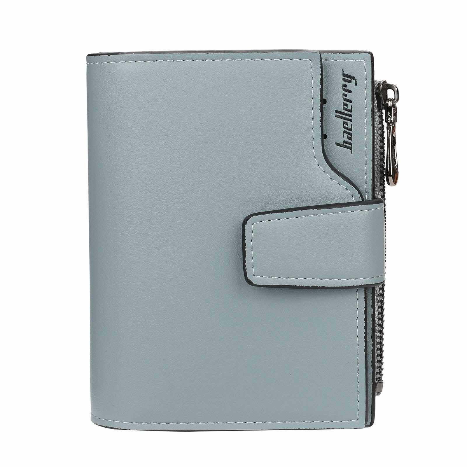 Women Bifold Wallet PU Leather Credit Card Holder Pocket Mini Purse Small Clutch (Blue)