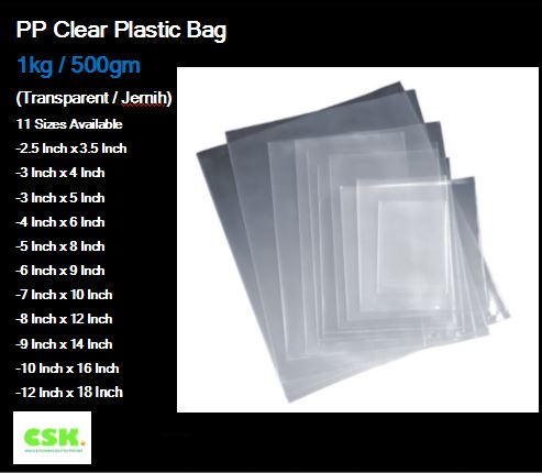 PP CLEAR PLASTIC BAG (1KG±/500GM±) /Clear Transparent Plastic Bag/Plastik Jernih/Plastik Lutsinar (Thickness 0.04/0.08)