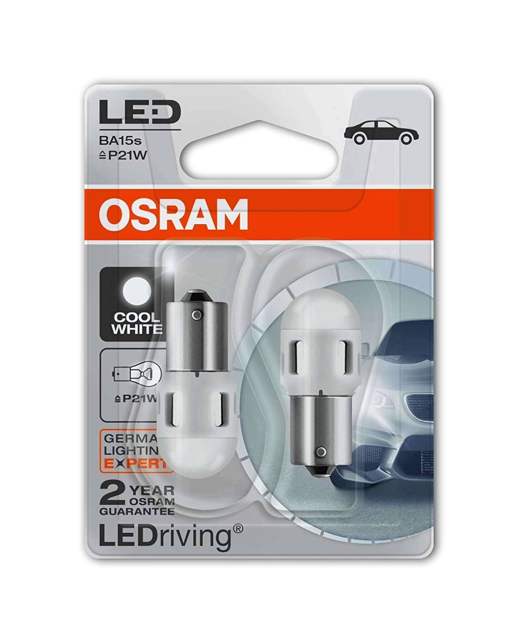Osram LED Retrofit 7356CW-02B1 LED Bulb (12V, 2W, 2 Bulbs) 1141 P21W 6000K COOL WHITE 1 SET