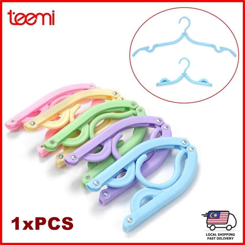 TEEMI 1xPCS Foldable Travel Portable Clothes Hangers Dual Fold Clothing Coat Hanger Drying Rack Folding Anti-Slip Non-Slip