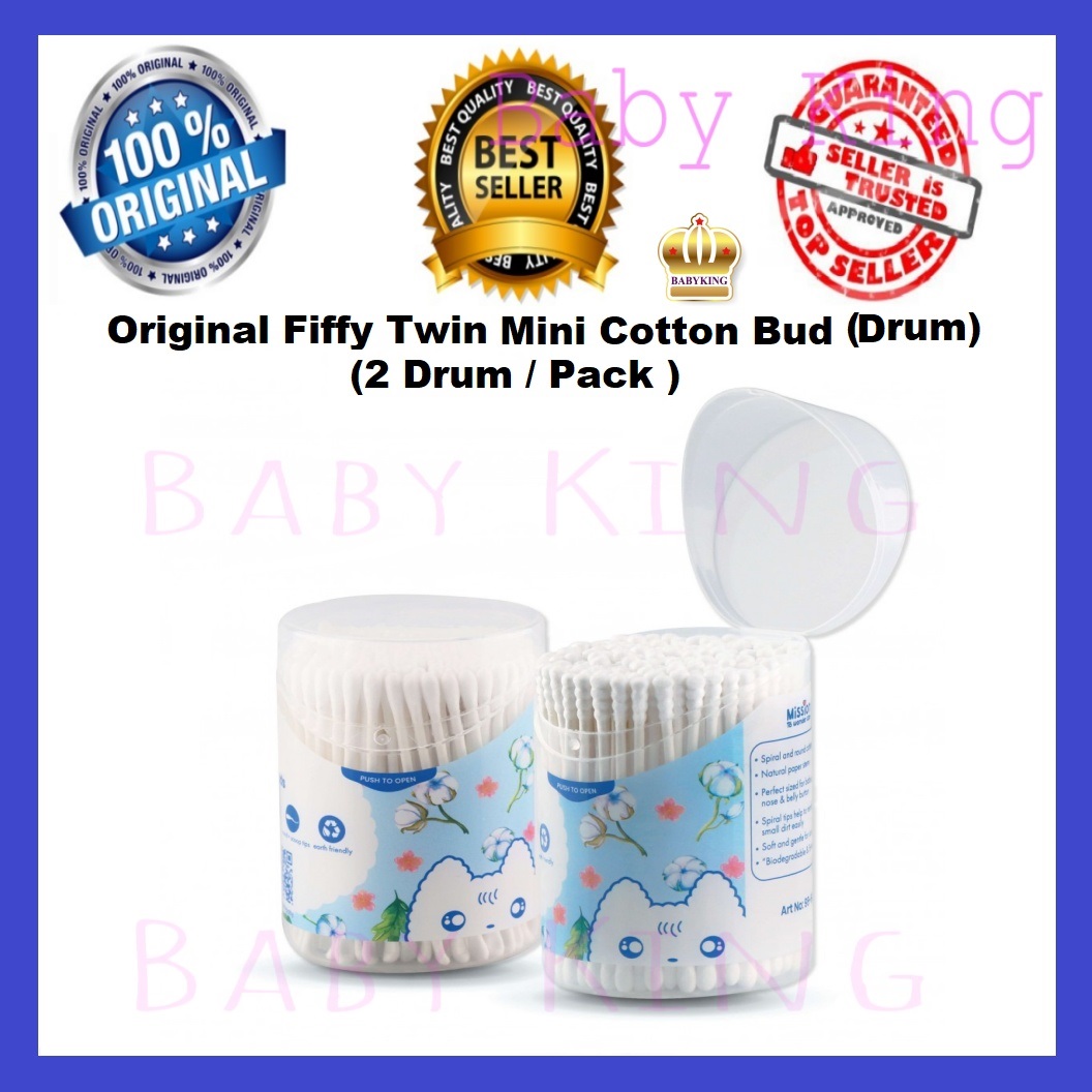 Original Fiffy Multi Purpose Baby Mini Cotton Bud Buds Cotton Swab Swabs Drum Twin Pack (400 Tips)