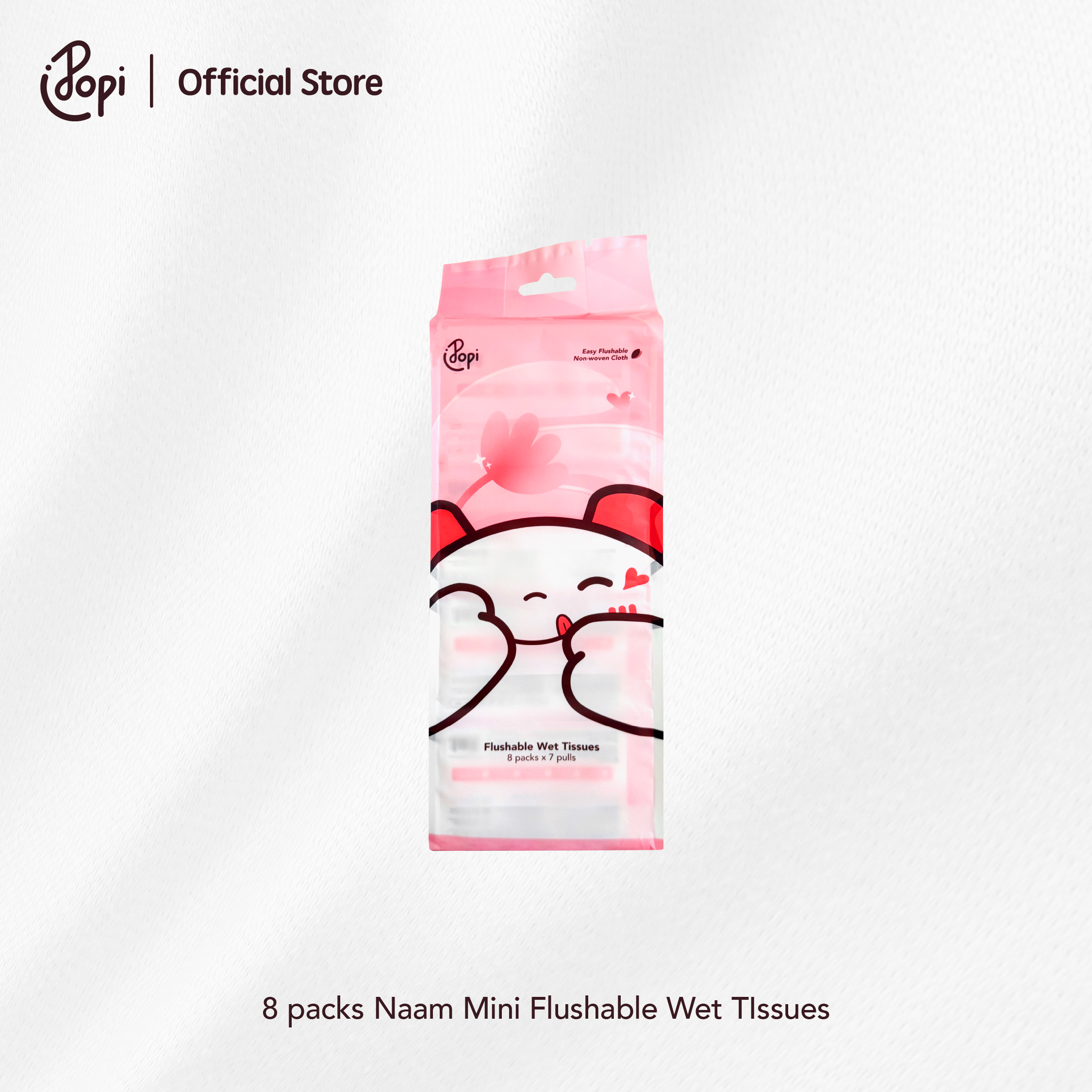 Popi Naam Mini Tisu Basah Tandas | Flushable Wet Tissues Gentle on Skin with Tea Tree Chamomile and Aloe Vera Extract