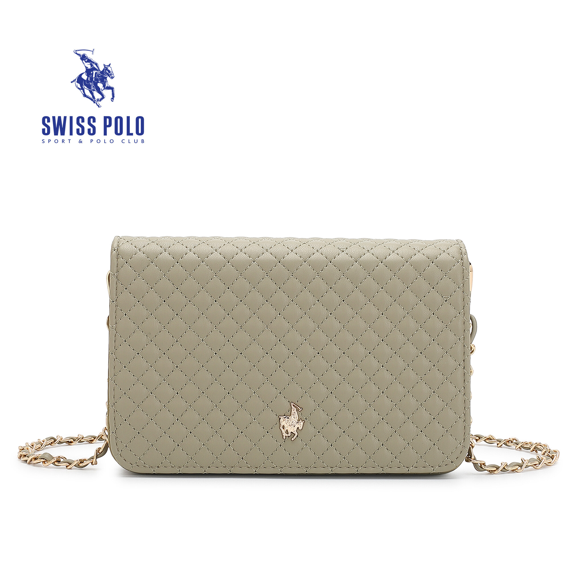 SWISS POLO Ladies Chain Quilted Sling Bag HHR 688-7 GREEN