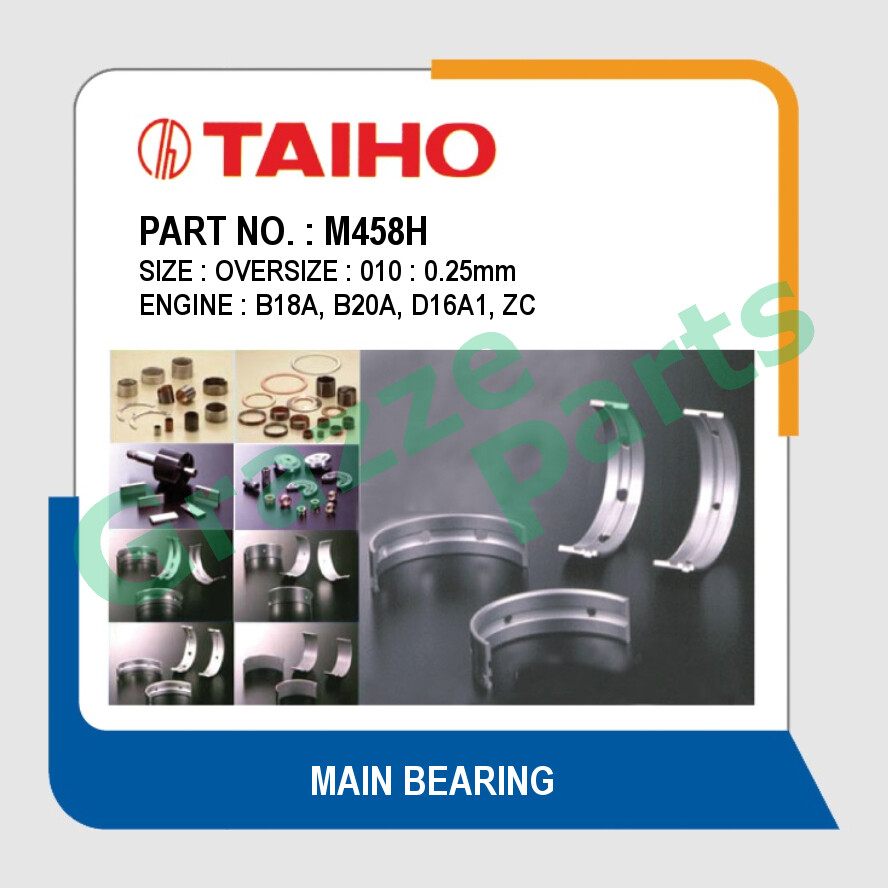 Taiho Main Bearing 010 (0.25mm) M458H for Honda Civic SR4 1.6 SEO SO4 S5A Prelude BA4 BA5 Accord CA2